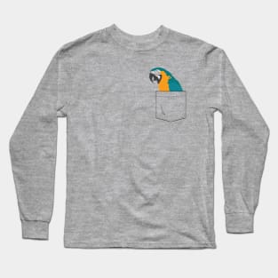 Blue and Gold Macaw Parrot In Your Front Pocket Long Sleeve T-Shirt